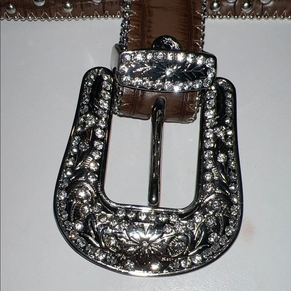 Kids Brown and Pink Embellished Adjustable Belt
